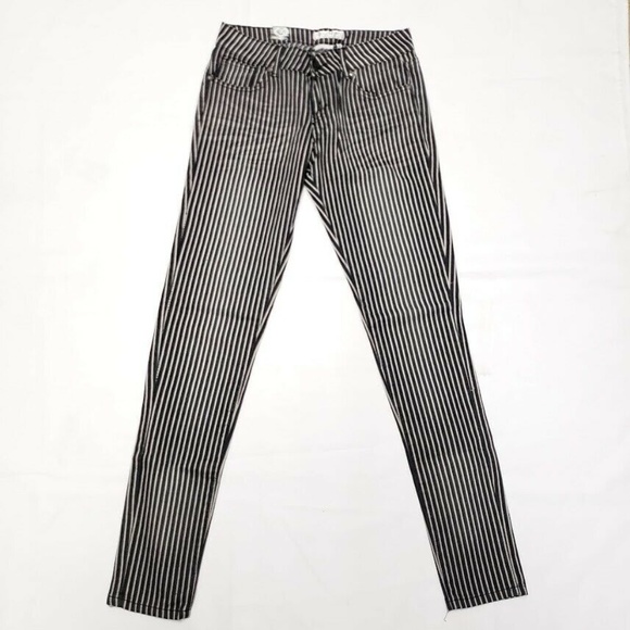 Free Culture Denim - Free Culture Striped Skinny Jeans - Black/white